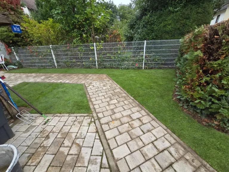 Pflasterarbeiten und grass